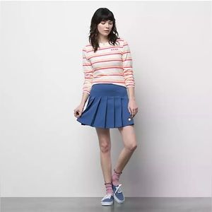 Vans Sunset Pleated Chino Skirt Mini Blue Palm On Fire Logo Women's Size 29, 25
